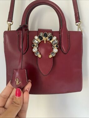 2 for $15 Faux Leather Top-Handle Crossbody with Jeweled Accent
